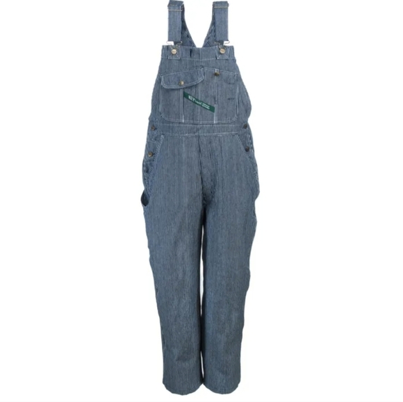 Key Imperial Pinstripe Denim Bib Pocket Overalls Button Fly  - Size 34/34 - Picture 3 of 16